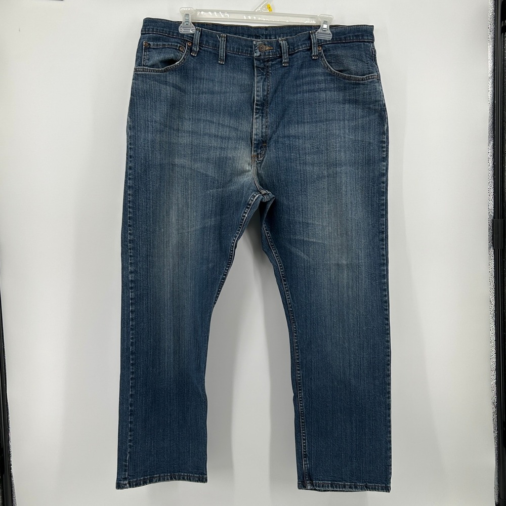 Wrangler‎ Mens Relaxed Fit Stretch Jeans 44x30 Blue 97FXWXD Distressed Denim